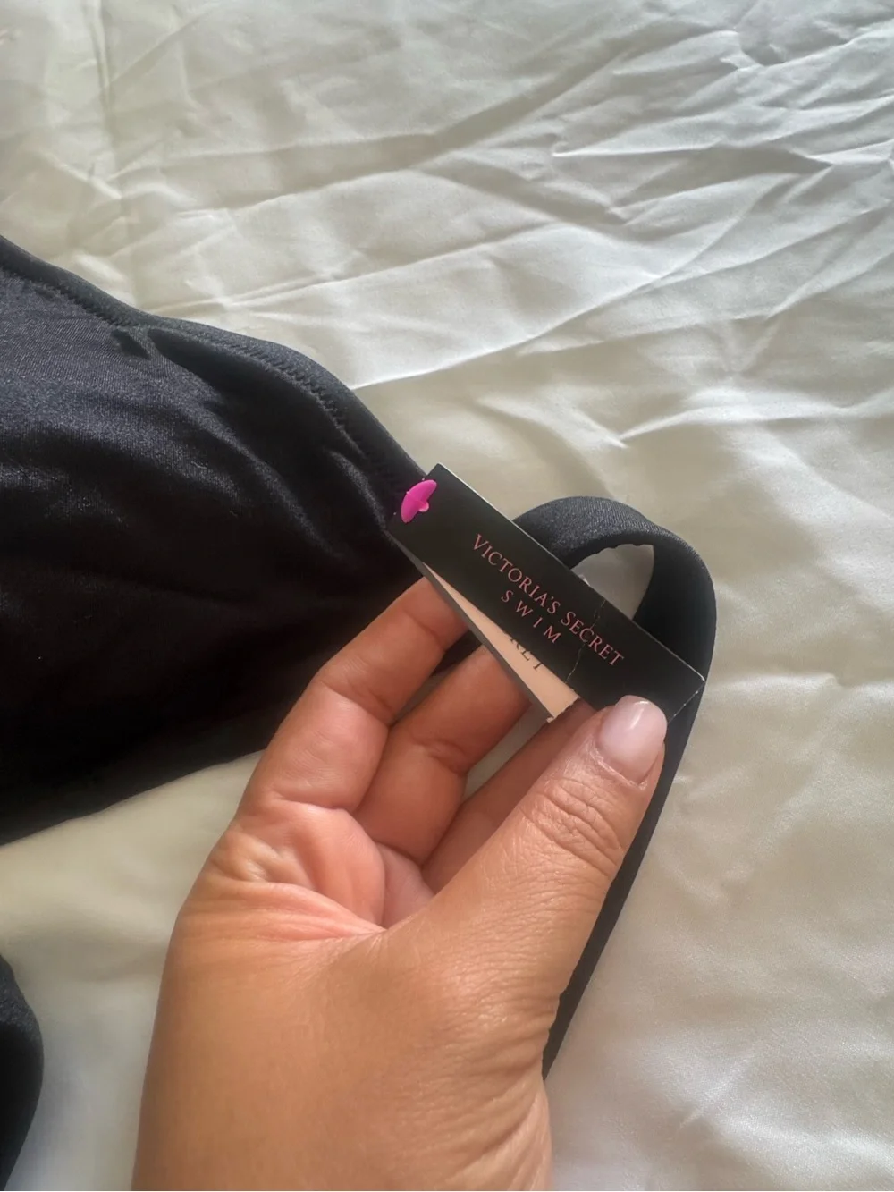 Victoria's Secret Black Rhinestone VS Logo Triangle Bikini